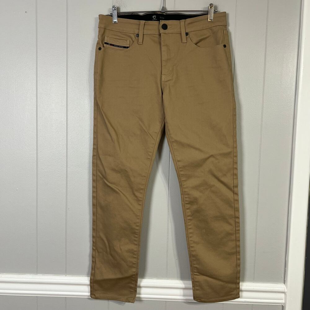 Fried Denim Mens 34x30 (33x28) Tan Khaki Slim Fit Stretch Pants
